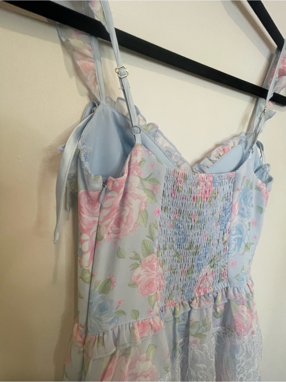 altar'd state - Light Blue Floral Lace Tiered Maxi Dress - Women - Picture 7 of 11